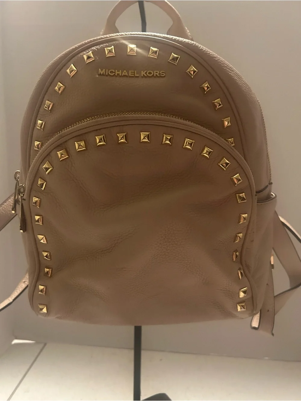 MICHAEL KORS Tan Leather Studded Mini Backpack